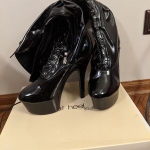 High heel lace up boots